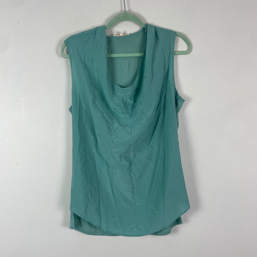 Gold Hawk Silk Bamboo Blend Cowl Neck Sleeveless Top Women Size M‎ Teal